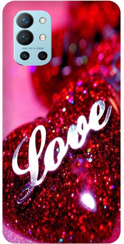 FRONK Back Cover for OnePlus 9R 5G, LE2101, LOVE, HEART, GLITTER, COUPLE, VALENTINE  (Pink, Hard Case, Pack of: 1)
