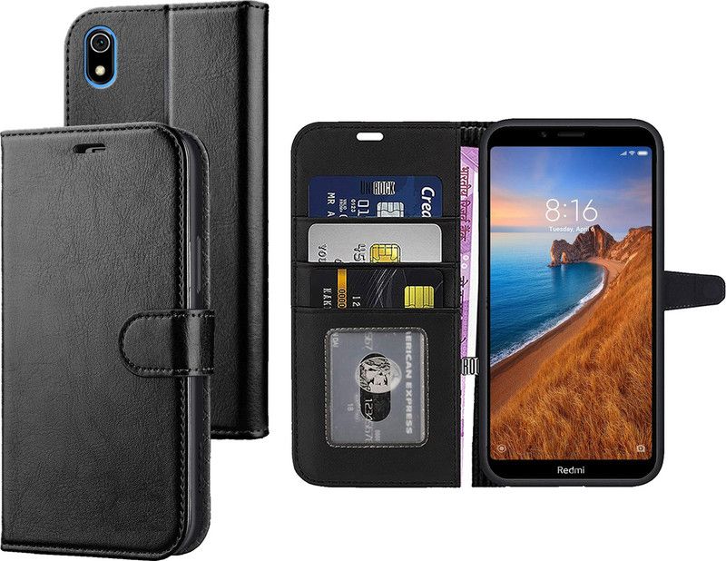 Digilett Flip Cover for Redmi 7A  (Black, Dual Protection, Pack of: 1)