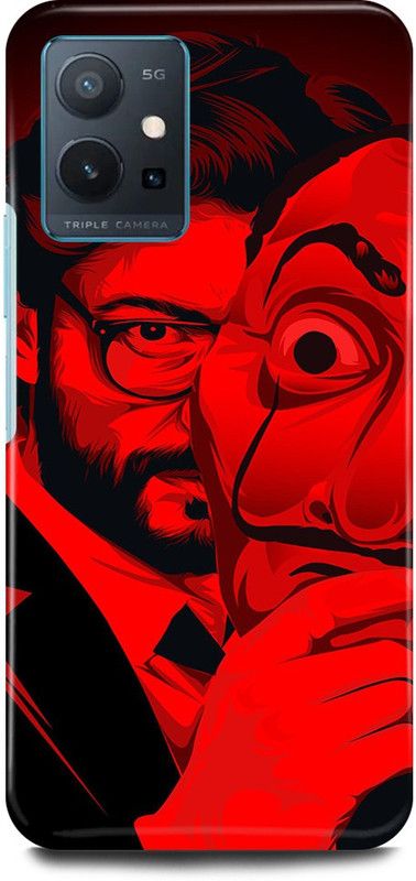 play fast Back Cover for Vivo T1 5G, V2141 MONEY, HEIST, WEB, SERIES, MASK, PROFESSOR  (Red, Hard Case)