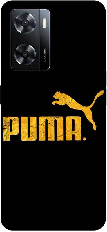 Dimora Back Cover for OPPO A 57e, PUMA LOGO SYMBOL EMBOLEM PANTHERLION  (Gold, Hard Case, Pack of: 1)