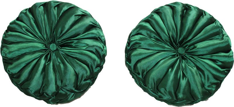 Jaak International Cotton Floral Decorative Cushion Pack of 2  (Green)