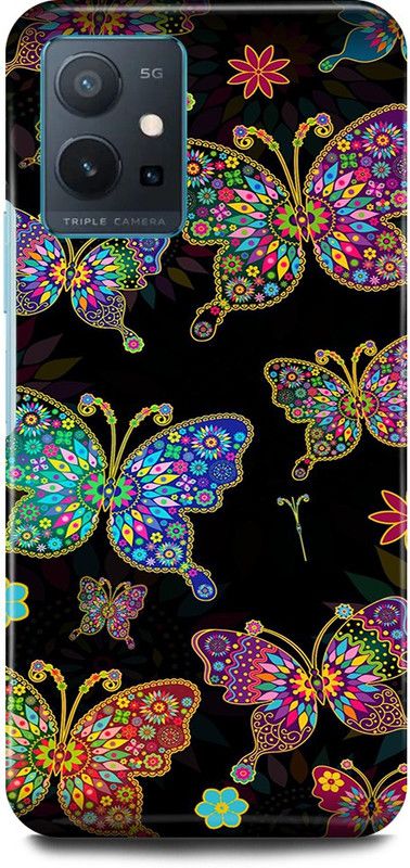 play fast Back Cover for Vivo T1 5G, V2141 BUTTER, FLY, BLACK, COLORFUL, BUTTER, FLY  (Multicolor, Hard Case)