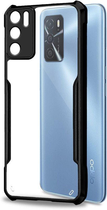 Nainz Back Cover for Oppo A16  (Black, Transparent, Grip Case, Pack of: 1)