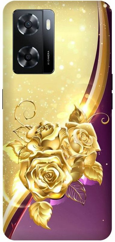 Dimora Back Cover for OPPO A 57e ,ROSE FLOWER HEART DIMOND GOLDEN  (Multicolor, Hard Case, Pack of: 1)