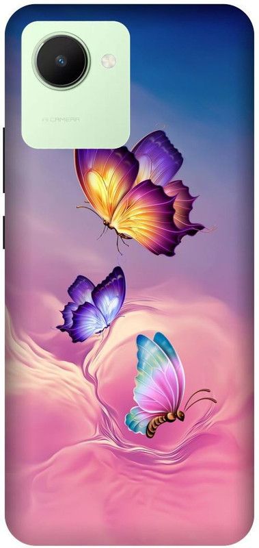 FRONK Back Cover for realme C30s, RMX3690, BUTTER, FLY, PINK, NATURE, FLOWERS  (Pink, Hard Case, Pack of: 1)