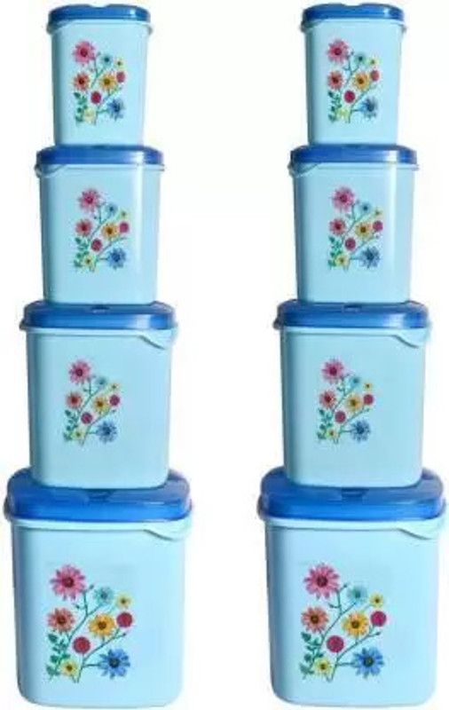 HARI KRISHNA Plastic Grocery Container - 250 ml, 500 ml, 1000 ml, 1500 ml  (Pack of 8, Blue)