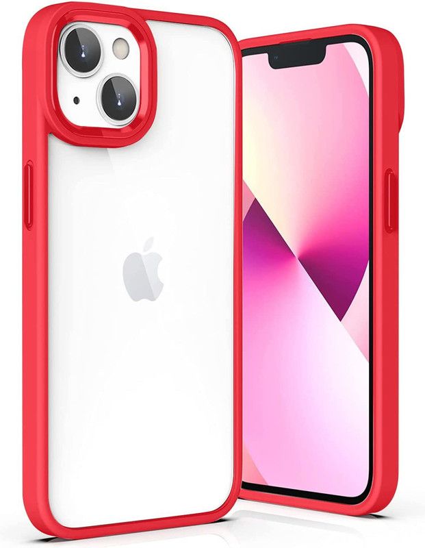 Vshop Back Cover for Clear Protection Transparent Back Cover Case Compatible with iPhone 14 6.1 Inch  (Red, Camera Bump Protector, Pack of: 1)