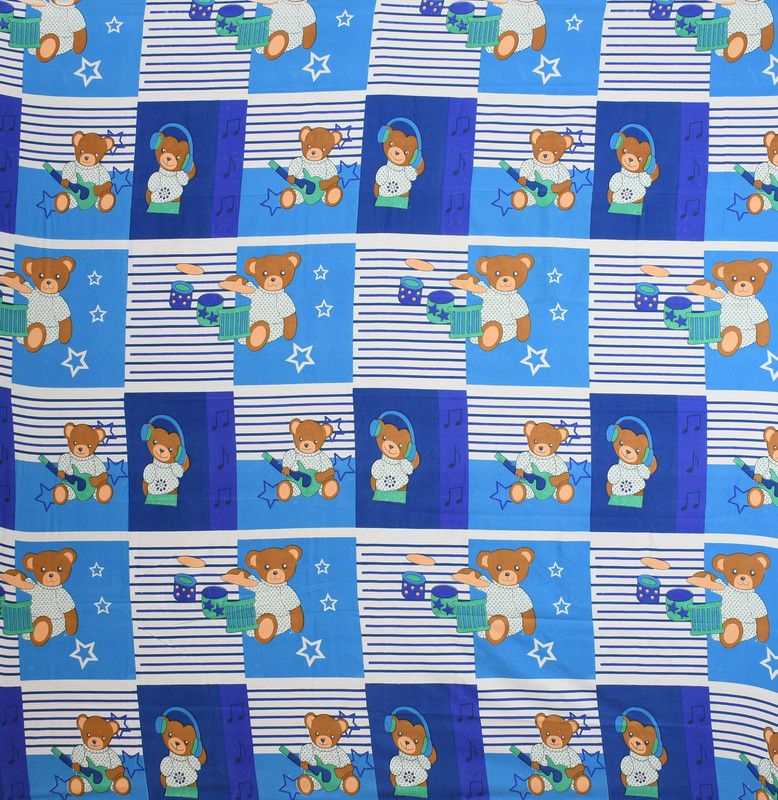 RISING STAR 104 TC Microfiber Double Printed Flat Bedsheet  (Pack of 1, Blue)