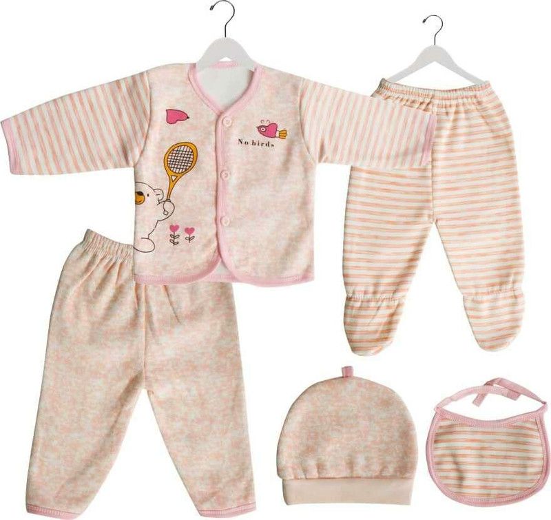 Baby Boys & Baby Girls Casual T-shirt Pyjama, Bib, Cap  (Blue)