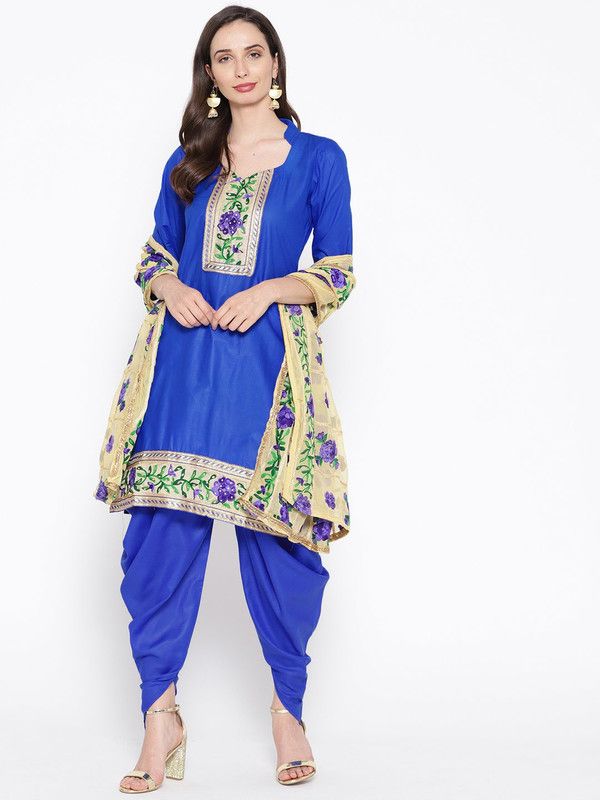 Unstitched Chanderi Suit Fabric Floral Print
