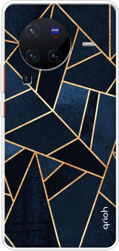 QRIOH Back Cover for Vivo X80 Pro 5G  (Blue, Gold, Grip Case, Silicon)