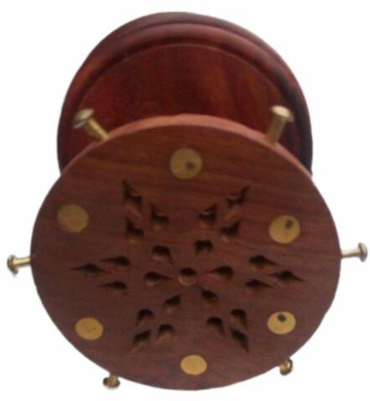 Handicraft Round Wood Coaster Set  (Pack of 6)