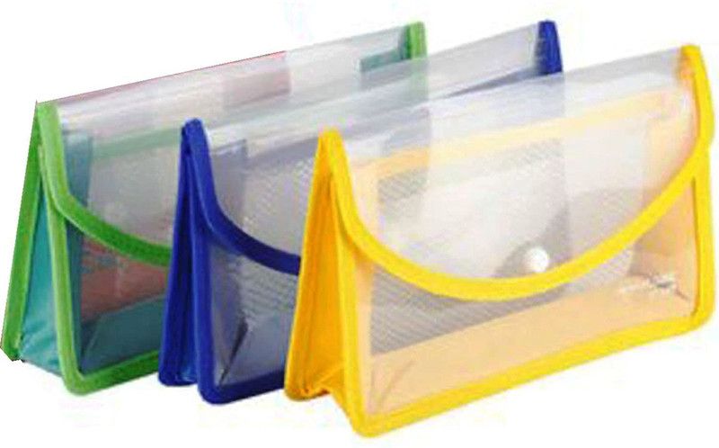 BHARJA Plastic Online Store Plastic Flexi Button Bag Cheque Book Holder/Document Holder  (Set Of 3, Multicolor)