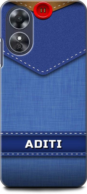 WallCraft Back Cover for OPPO A17, CPH2477 ADITI NAME, A, LETTER, BLUE, JEANS, ALPHABET, DESIGN  (Multicolor, Dual Protection, Pack of: 1)