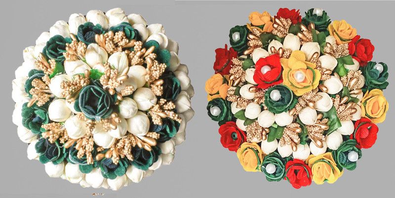 Arosha Multi Color Bridal Gajra Bun/Gajra Hair Accessories for Women Bun Pack Of 2 Bun  (Multicolor)
