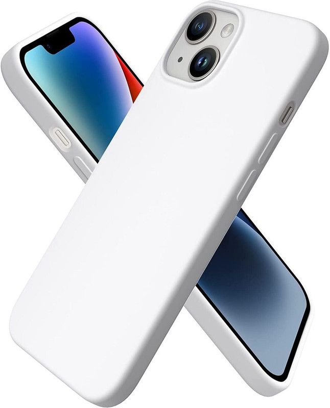 Vshop Back Cover for iPhone 14 Case 6.1 Inch, Silicone Shockproof Slim Thin Phone Back Cover Case  (White, Camera Bump Protector, Silicon, Pack of: 1)