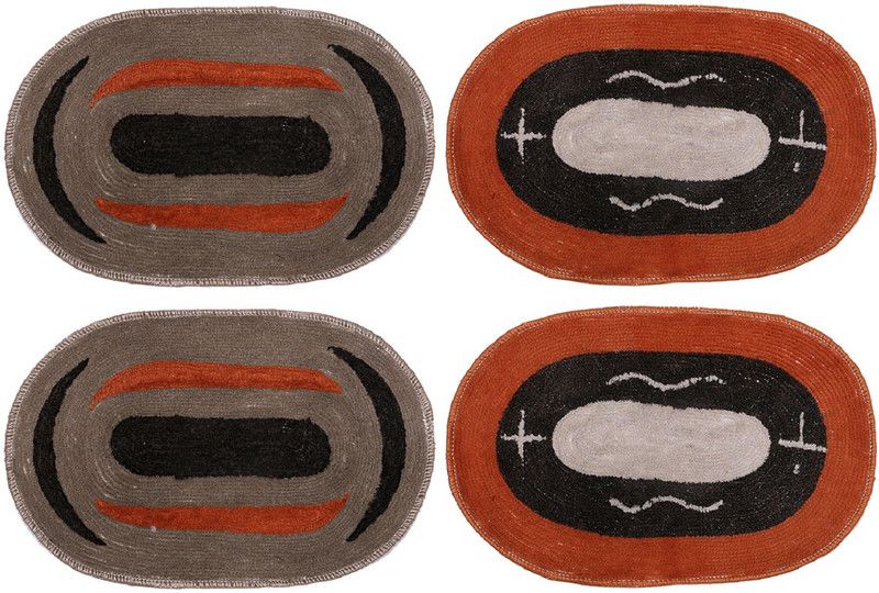 KUBER INDUSTRIES Cotton Bathroom Mat  (Orange & Brown, Free, Pack of 4)