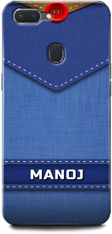 WallCraft Back Cover for Realme U1 MANOJ NAME, M LETTER, BLUE, JEANS, ALPHABET, DESIGN  (Multicolor, Dual Protection, Pack of: 1)