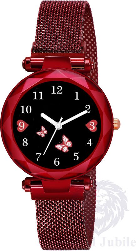 Analog Watch - For Women Heart butterfly maroon