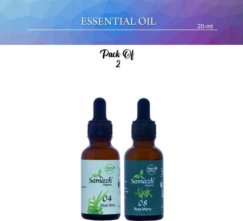 Samazh ORGANIC ALOEVERA & ROSEMARY BATH ESSENTIAL OIL NATURAL & ORGANIC COMBO  (20 ml)