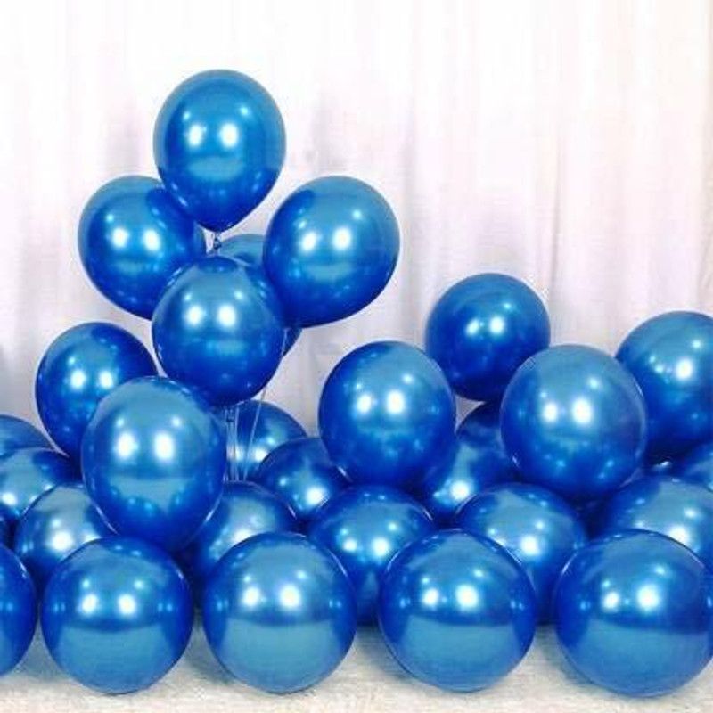 Krishna MAA Solid Blue Metallic Party Balloons Pack Of 100 Balloon  (Blue, Pack of 100)