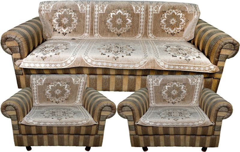 TANLOOMS Velvet Floral Sofa Cover  (Beige Pack of 12)