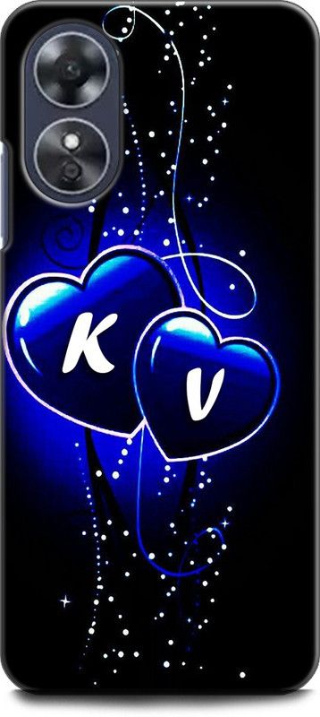 WallCraft Back Cover for OPPO A17, CPH2477 K V, K LOVES V, NAME, ALPHABET, KV LOVE, HART, BLUE  (Multicolor, Dual Protection, Pack of: 1)