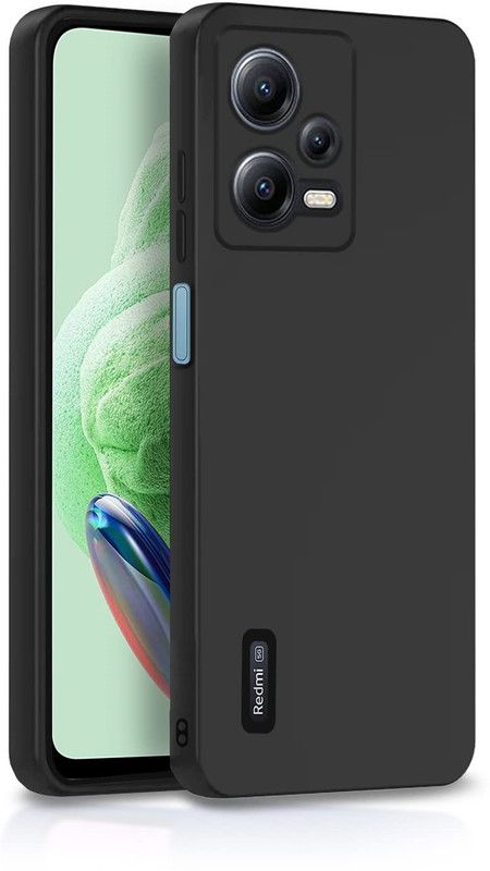 S-Hardline Back Cover for Redmi Note 12 5G, Microfiber Cloth Cushion Protective Shockproof Plain Silicon  (Black, Pack of: 1)
