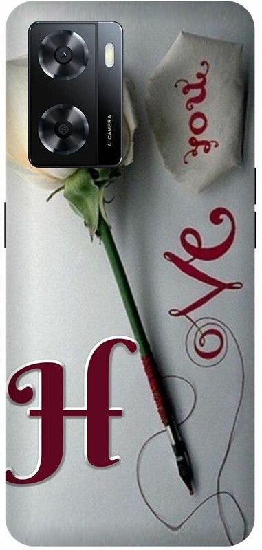 Dimora Back Cover for OPPO A 57e, H LOVES H NAME H NAME H LETTER ALPHABET H LOVE H NAME  (Grey, Hard Case, Pack of: 1)