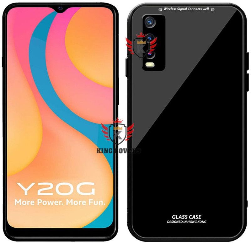 KING COVERS Back Cover for Vivo-Y20G Luxurious 9H Toughened Glass Back Case Shockproof TPU Bumper Back Case Cover  (Black, Flexible)