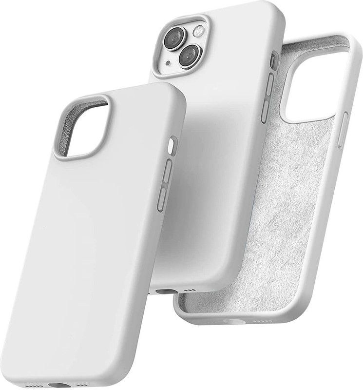 Vshop Back Cover for iPhone 14 Case (6.7")Premium Silicone,Full Body Protection -Shockproof Phone Cover  (White, Camera Bump Protector, Silicon, Pack of: 1)
