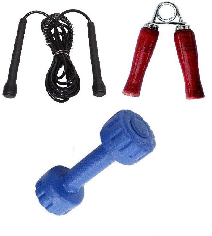Woody Pro PVC DUMBELL 1 KG SINGLE PC 1 KG X1PC Fixed Weight Dumbbell (1 kg),1 pcs Rope And 1 Hand Grip 002 Dumbbell Kit Kit