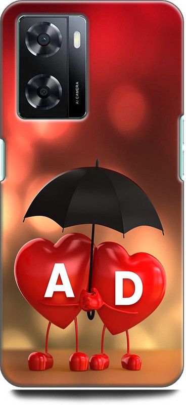 KEYCENT Back Cover for OPPO A77s, CPH2473 A D, A LOVES D, NAME, ALPHABET, AD LOVE, HART, BLUE  (Multicolor, Shock Proof, Pack of: 1)