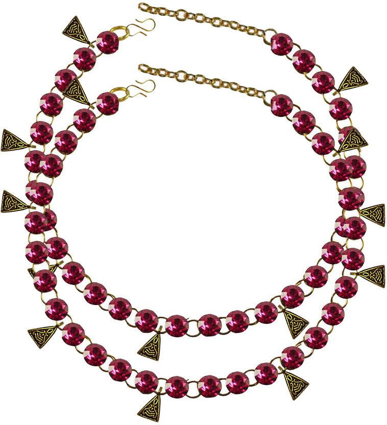 maya fashion Rani Stone Stud-Gold Platted Brass Anklet Brass Anklet