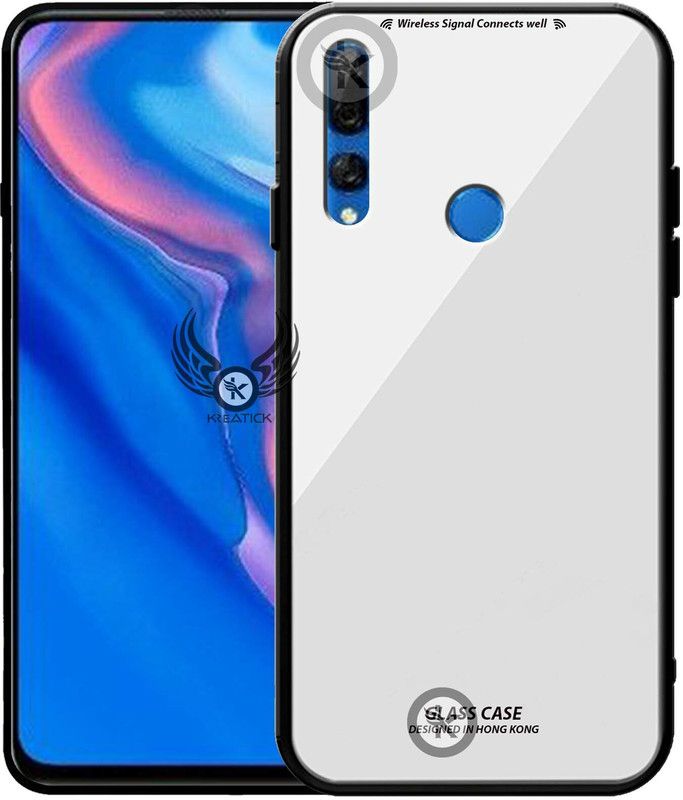 Kreatick Back Cover for HUAWAI-Y9 PRIME (2019), Luxurious 9H Toughened Glass Back Case Shockproof TPU Bumper  (White, Dual Protection, Pack of: 1)
