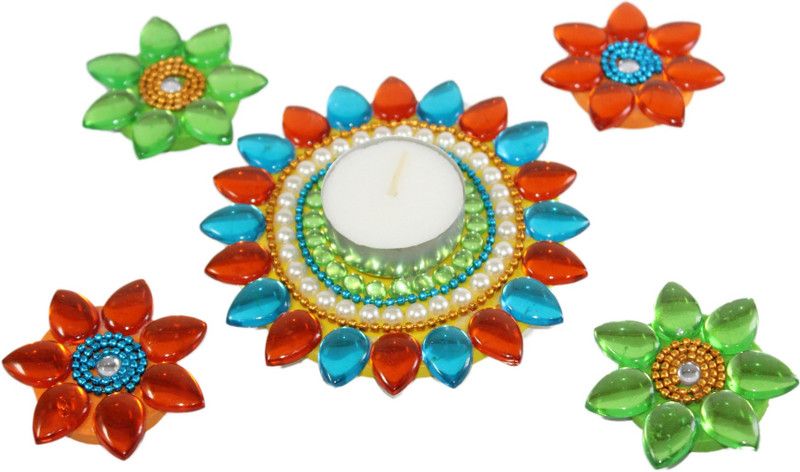 Jades Plastic (Pack of 5) Table Diya Set  (Height: 0.78 inch)