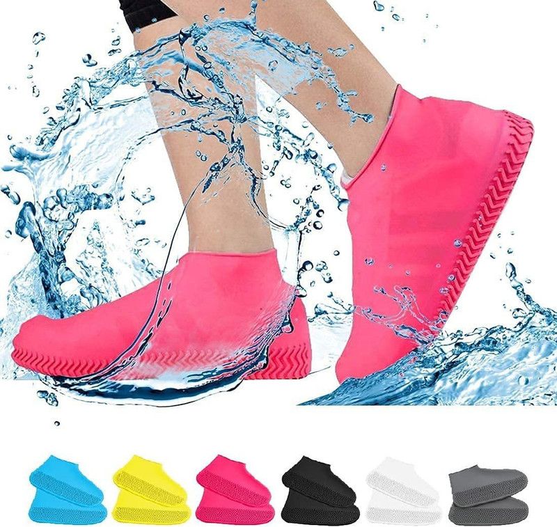 AL- FALAH RAIN PROTECTIVE SILICON SHOES COVER Silicone Pink Boots Shoe Cover Silicone Multicolour Flat Shoe Cover  (Free Size Pack of 1)