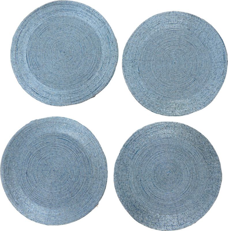 Trunkin' Round Pack of 4 Table Placemat  (Blue, Glass)
