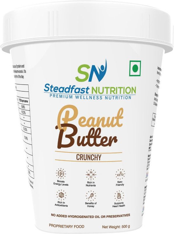 STEADFAST NUTRITION Peanut Butter Honey Crunchy |Boosts Energy,Keto Friendly,Roasted Peanuts & Honey 500 g