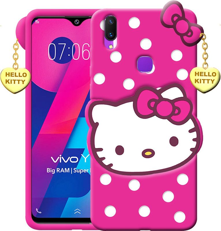 KING COVERS Back Cover for Vivo Y93 Hello Kitty Mobile Back Cover| 3D Cute Kitty|Pendant  (Pink, Flexible, Pack of: 1)