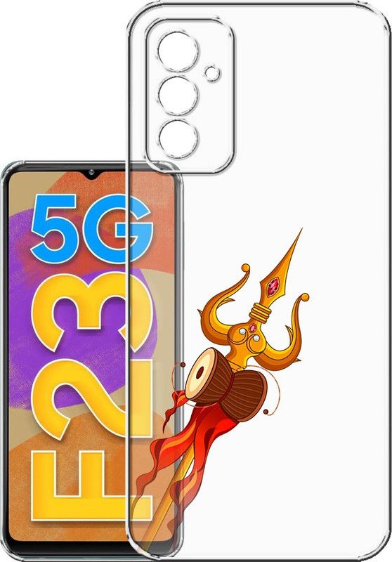 HANIRY Back Cover for Samsung F23 5g, SM-E236BLBHINS back cover, TRISHOOL WITH DAMROO, Designer, PNG_45  (Multicolor, Flexible, Silicon, Pack of: 1)