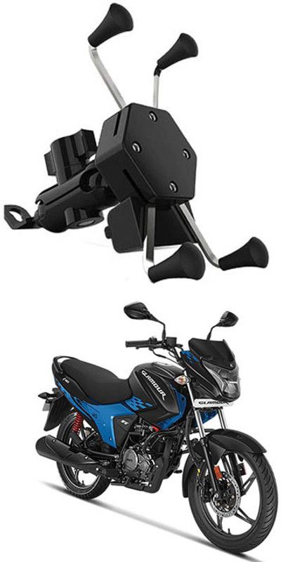 MATIES Bike Mobile X-Grip Holder With Charger For Hero-Glamour-copy Bike Mobile Holder  (Black)