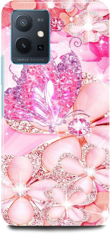play fast Back Cover for Vivo y75 5G, V2142 PINK, GOLDEN, DIAMOND, BUTTERFLY, LOVE  (Pink, Hard Case)