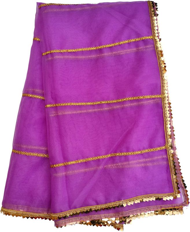 Organza Solid Purple Women Dupatta