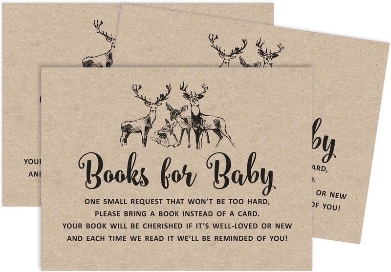 Inkdotpot 30 Deer Jungle Animals Baby Shower Rustic Book Request Cards Baby Shower Games Invitation Card  (Book_Request, Pack of 1)