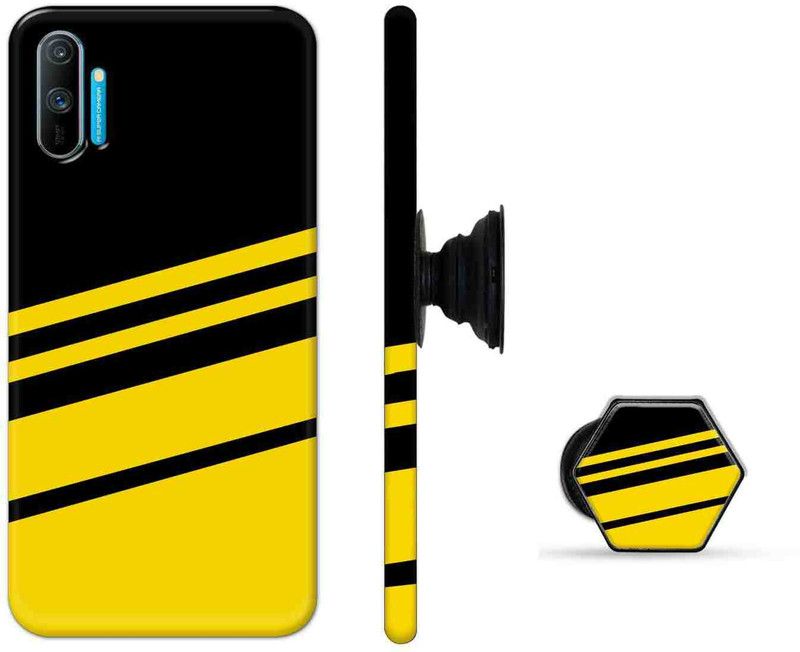 Deltavo Back Cover for Realme C3  (Yellow, Black, Cases with Holder, Pack of: 2)