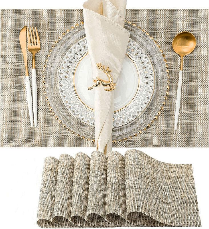 pepplo Rectangular Pack of 6 Table Placemat  (Brown, Plastic)