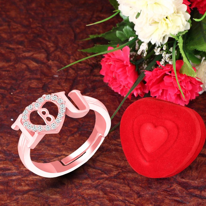 I love u Rings for girls women girlfriend couple valentine alphabet B letter AD Brass, Copper, Crystal, Stone, Alloy, Metal Cubic Zirconia, Diamond, Zircon, Crystal Platinum, Rhodium, Gold Plated Ring Set