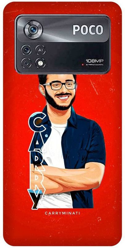 FRONK Back Cover for POCO X4 Pro 5G, CARRY, MINATI, YOUTUBER  (Red, Hard Case, Pack of: 1)