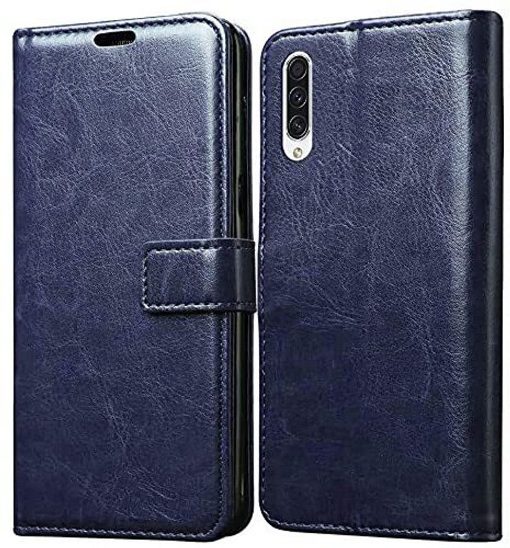 Bangdu Flip Cover for Samsung Galaxy A30s (Flexible | Leather Finish | Card Pockets Wallet & Stand )  (Blue, Dual Protection, Pack of: 1)